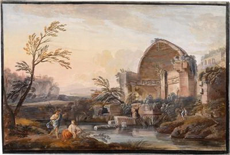Il tempio della sibilla presso Paestum con figure